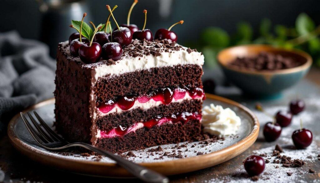 Forêt-Noire maison facile : un gâteau moelleux, des fruits juteux et une crème légère pour combler les envies sucrées