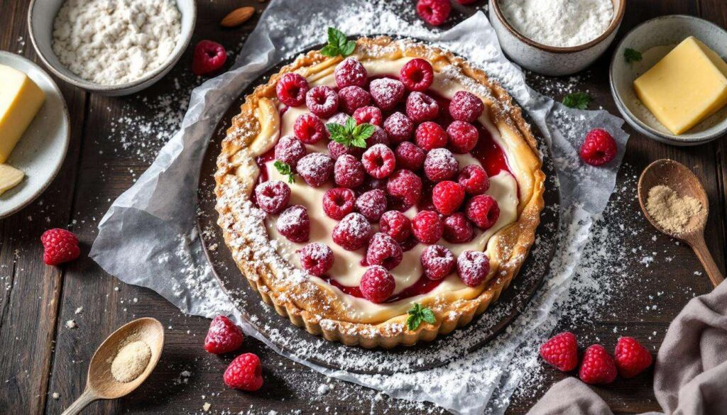 Tarte aux framboises et crème d’amande : une pâte sablée croustillante, facile à réussir