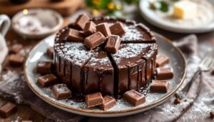 Gâteau KitKat au chocolat et ganache noire : le dessert festif facile à monter
