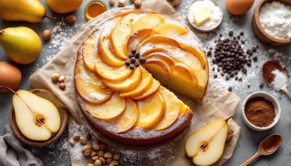 Gâteau moelleux aux poires, chocolat et noisettes : le goûter simple et irrésistible de l’automne