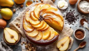 Gâteau moelleux aux poires, chocolat et noisettes : le goûter simple et irrésistible de l’automne