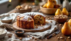 « Un moelleux fondant sans effort » : le gâteau poires et noisettes facile que je prépare dès que l’hiver s’installe