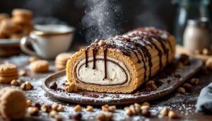 Bûchette sucrée sans cuisson au café : biscuits, mascarpone et noisettes en 1 heure